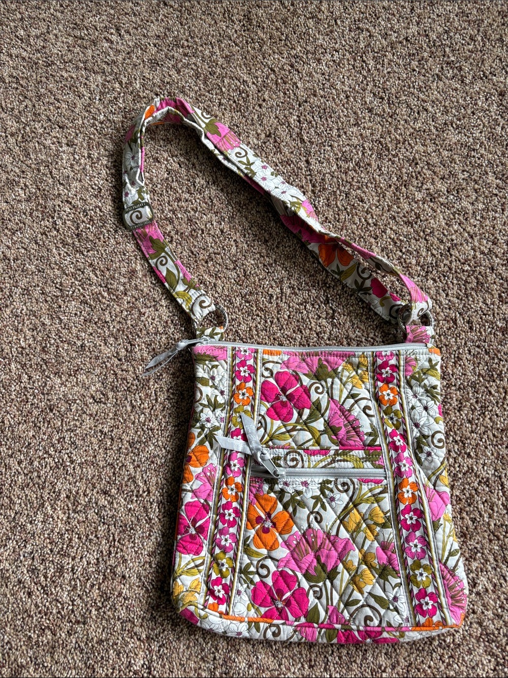 Vera Bradley Pink Orange Floral Quilted Crossbody